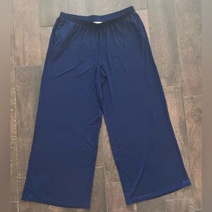 Kim Gravel Navy Wide-Leg Knit Pants